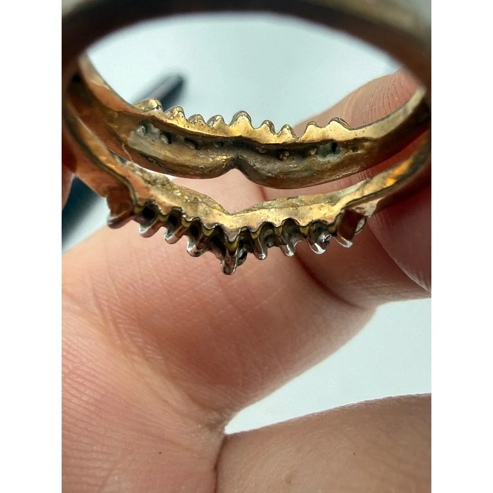 Vintage Silver Tone Stone Accented Ring Guard Enhancer Dual Band Size 6.25
